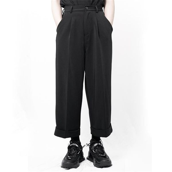 

men's pants 2021 casual capris loose hem flared, Black