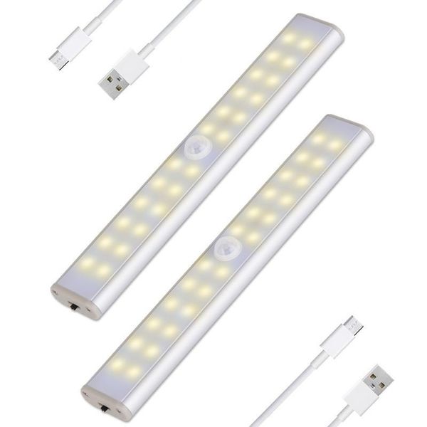 

bulbs motion sensor night light 24 40 60 led closet lights battery powered cabinet ir infrared detector wall lamp usb charging