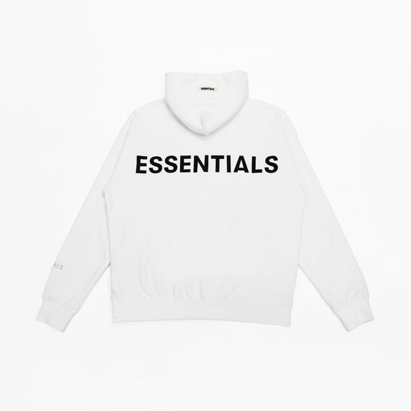 

feel of god fog double thread essentials back letter reflective sweater men's high street hoodie, Black