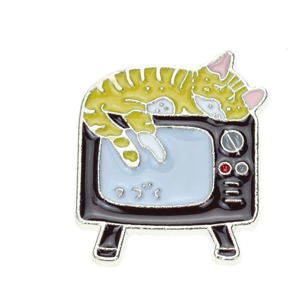 

japanese harajuku cartoon cat brooch 4pcs/set silver plated brooches for women enamel pin jewelry metal badges denim shirt bags small access, Gray