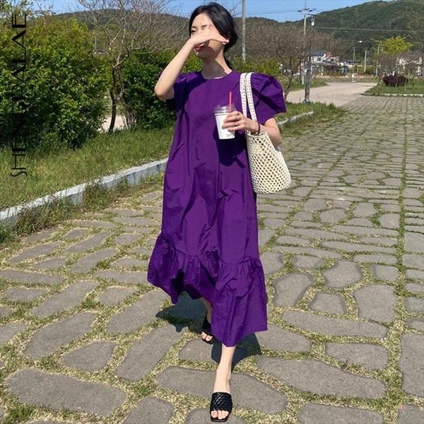 

summer vintage loose high waist women camis slim thin elegant ruffles big swing solice maxi dress female za4500, White