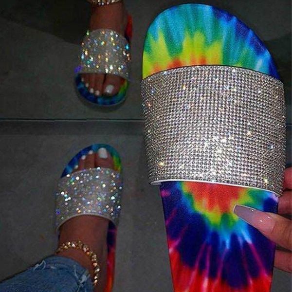 

women summer slippers bling shoes casual flat comfort slides female crystal slide women's outdoor beach plus size, Black