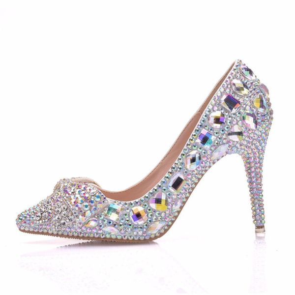 

sandals european wedding female white drill rhinestone crystal bow stiletto pointed bridal shoes high heels, Black