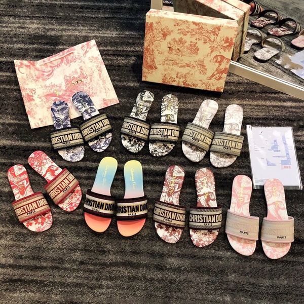

new d leather embroidered flat slippers for women in spring and summer, Black
