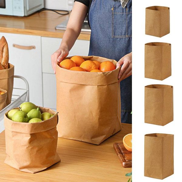 

storage bags 20*20*35cm washable kraft paper plant flowers pots deskbag reusable durable for food, fruit,