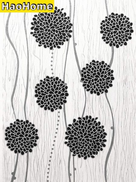 

wallpapers haohome peel and stick metalic sliver/black/white stripes floral wallpaper wall decor self adhesive contact paper