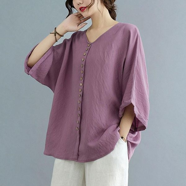 

women's t-shirt oversized women loose casual t-shirts arrival 2021 summer simple style v-neck solid color female cotton tees s3571, White