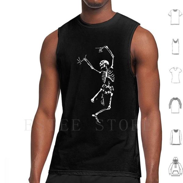 

men' tank dancing skeleton | day of the dead dia de los muertos skulls and skeletons black white vest sleeveless, White;black