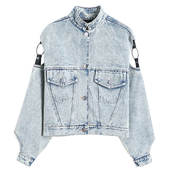 

women's jackets harajuku clothing of the retro punk women outwear motorcycle denim vintage jackets washing women's white water cow, Black;brown