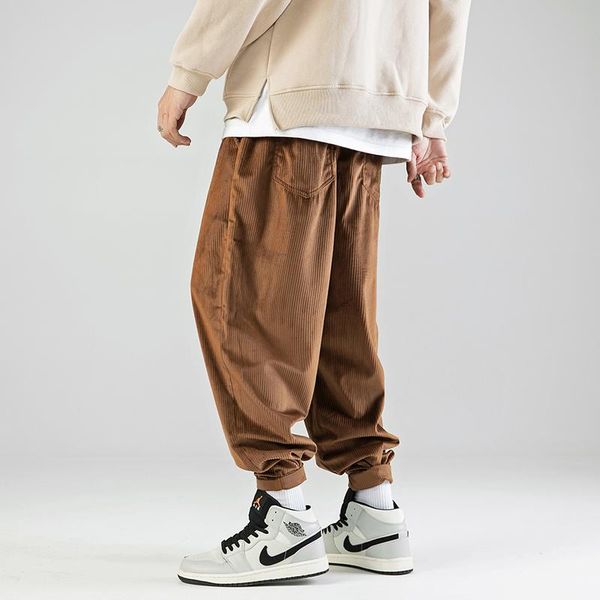 

men's harem pants streetwear hip hop man jogging casual elastic waist sweatpants male big size loose trousers 5xl, Black