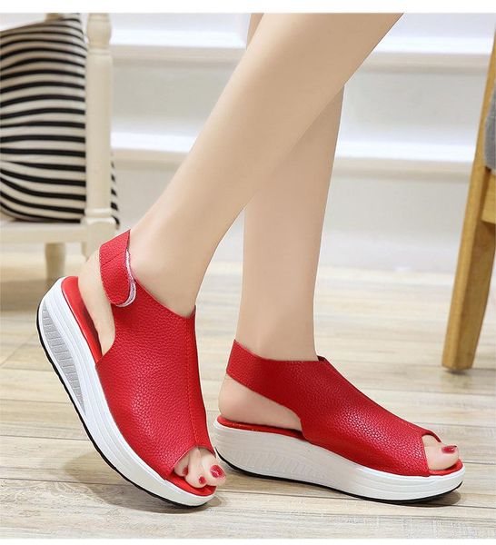 

summer sandals female 2021 slope with the heel fish mouth thick bottom shakes shoes women hjm78, Black