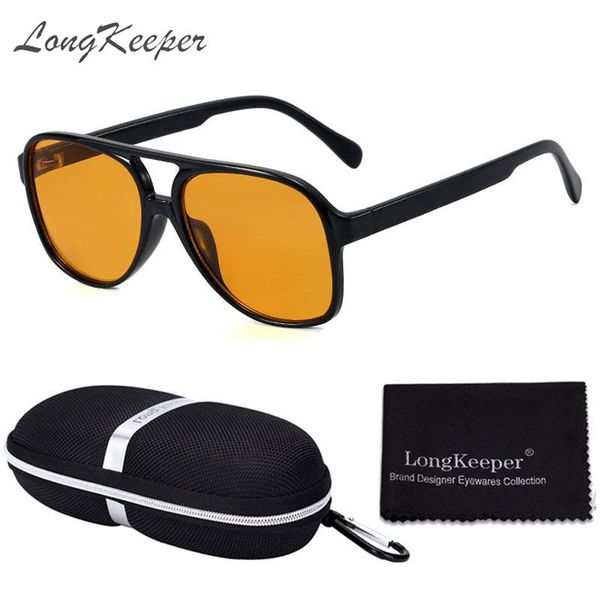 

sunglasses oversized pilot women driving goggle with zipper box for men uv400 yellow lens big frame longkeeper designe oculos, White;black