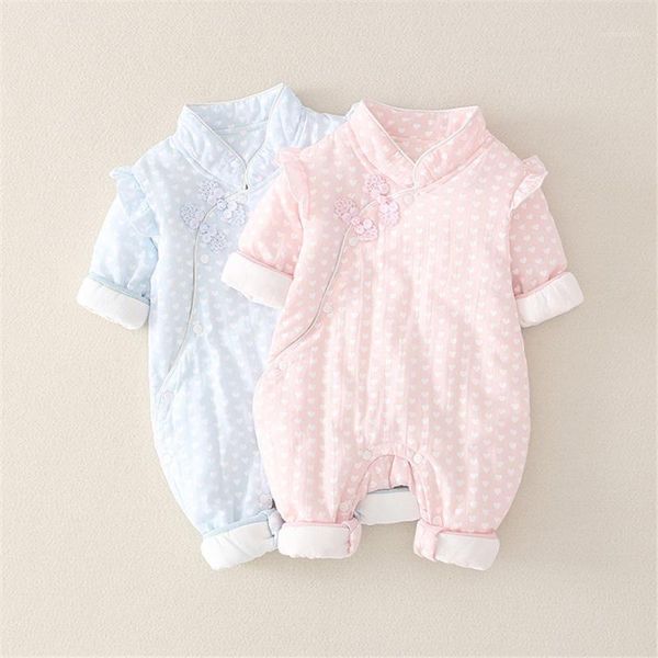 

clothing sets baby jumpsuit spring autumn romper cartoon cute hooded double-layer cotton long-sleeved outing clothes tide, White