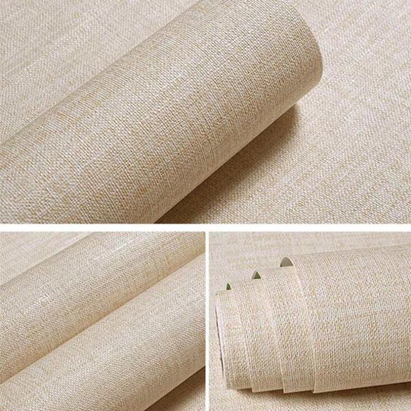

wallpapers beige self adhesive wallpaper waterproof pure gray bedroom living room linen thick wall stickers furniture renovation