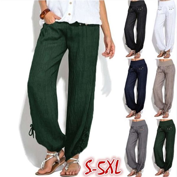 

: casual loose button low waist wide leg pants s-5xl, Black;white