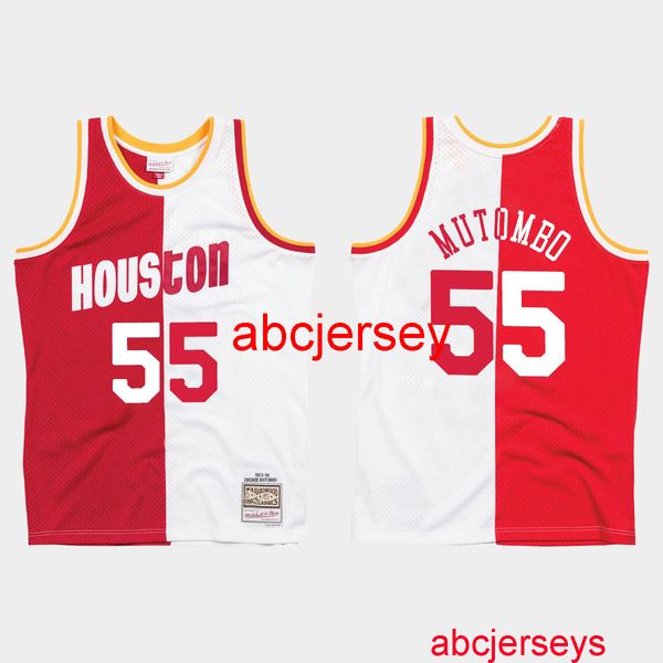 

stitched dikembe mutombo split jersey white red any name number, Black