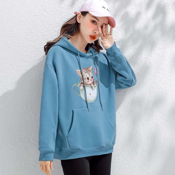 

hooded women's spring and autumn thin clothes year loose early coat, Black