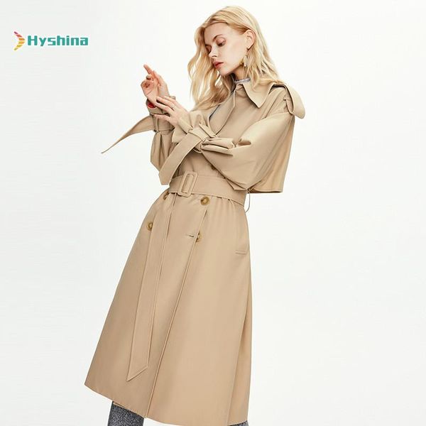 

women's trench coats coat extended fall winter leisure double breasted, Tan;black