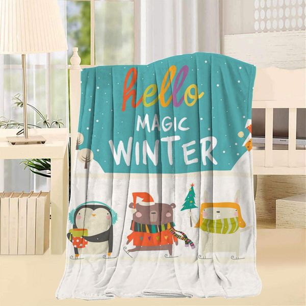 

christmas cute cartoon animals blanket super soft and warmth comfortable lightweight plush sofa bed sofa and living room