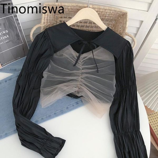 

women's blouses & shirts tinomiswa y2k arrival lace up high street long sleeve blouse two piece autumn clothes korean streetwear femal, White