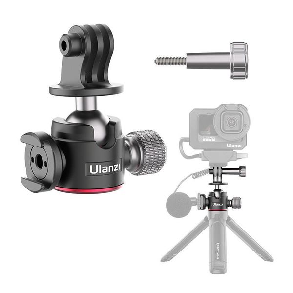 

ulanzi u-130 action camera ballhead with cold shoe for microphone adjustable tripod head 9 8 7 eken sjam yi heads