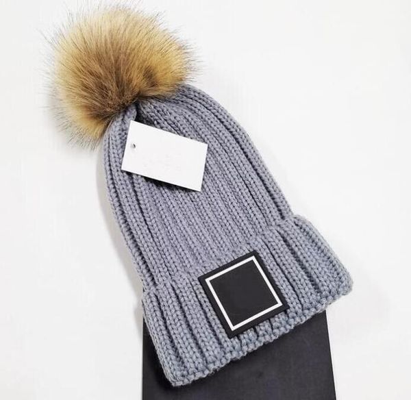 

wholesale winter caps hats women and men beanies with real raccoon fur pompoms warm girl cap snapback pompon beanie 6798, Blue;gray