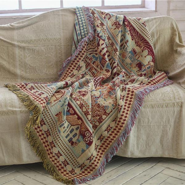

blankets north european and american style sofa cushion two-seat blanket set tapestry decorative towel