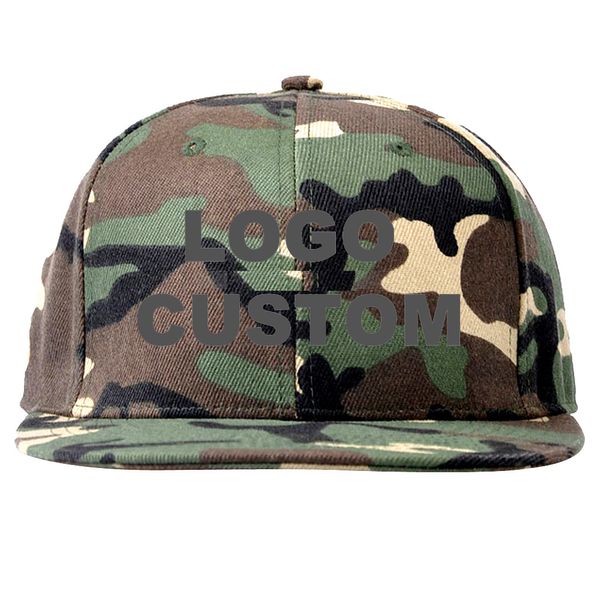 Küçük MOQ Özel Şapka Kamuflaj Desen Ordu Camo Renk Düz Ağız Beyzbol Tenis Yolculuk Ayarlanabilir Yakın Snapback Kap