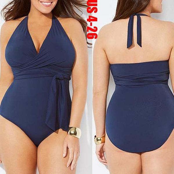 

one-piece suits 2022 plus size solid swimsuit women deep v-neck monokinis large summer beach swimwear
