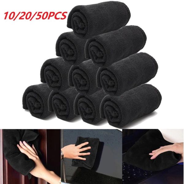 

car sponge 10/20/50pcs 30*40cm black care polishing wash towels microfibers auto detailing cleaning soft cloths home window 200gsm