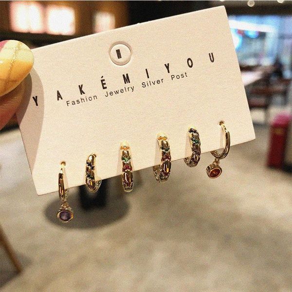 

hoop & huggie sipengjel fashion rainbow crystal small earrings colored dangle for women jewelry 2021, Golden;silver