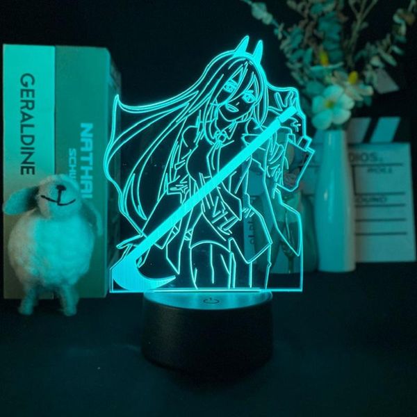

night lights led light home decoration chainsaw man power acrylic 3d neon desk lamp fans birthday holiday gift color change nightlight