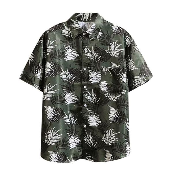 

men's casual shirts 2021 summer print beach short-sleeved shirt men leisure loose male camisas para hombre blusas l0401, White;black