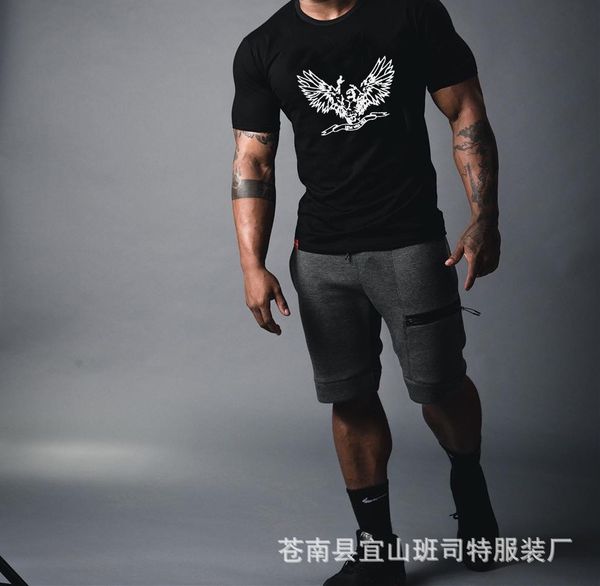 

fashion polo shirt fitness sports t-shirt body cotton leisure running short sleeve summer man, White;black