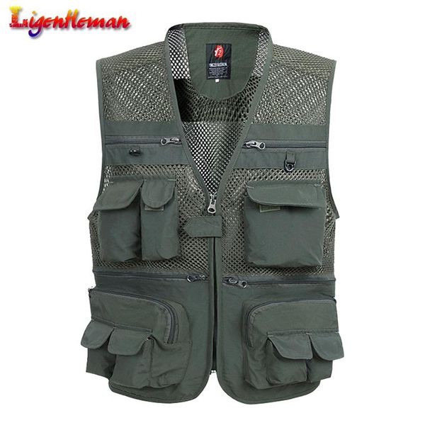 

men's vests mens summer mesh vest baggy 5xl for male casual thin breathable multi pocket waistcoat tactical outdoor jacket, Black;white