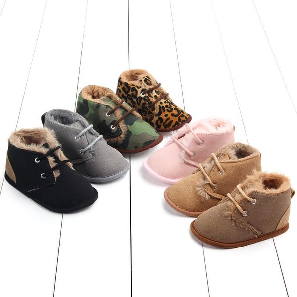 

first walkers winter born baby boy girl shoes pu leisure sneakers soft cotton keep warm leopard print anti slip toddler