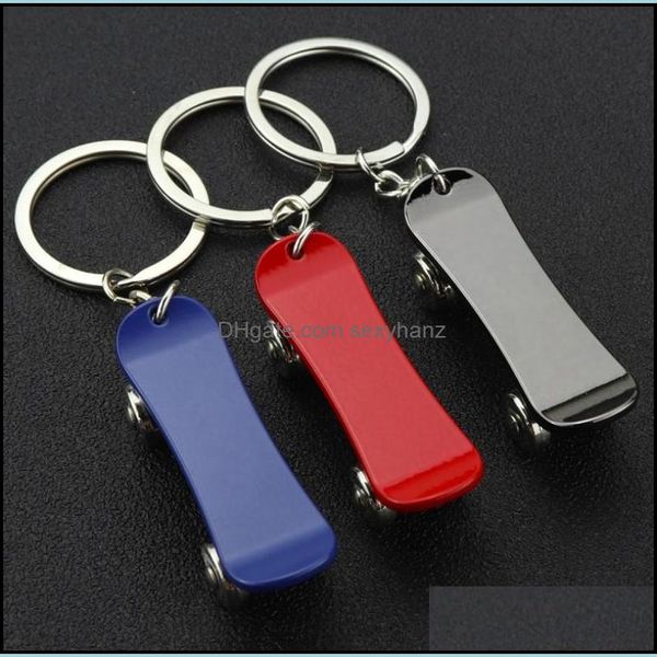 Keychains Mode Aessories Sport rotatable Skateboardschl￼sselkettenschl￼sselringe Halter Skate Board Bag H￤nge Gwe11663 Drop Lieferung 2021 S3p1n