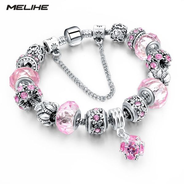 

charm bracelets melihe selling 2021 diy crystal beads & bangles snake chain for women jewellery pulsera sbr150271, Golden;silver