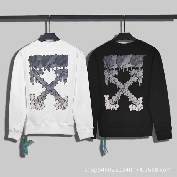 

2021 autumn winter off new gradient printing series round neck sweater hd digital direct spray men's and women's hair, Black