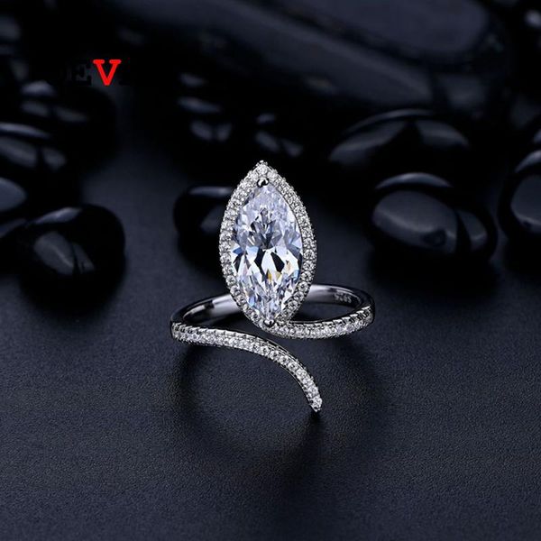 

cluster rings oevas 100% 925 sterling silver 7*14mm high carbon diamond snake for women sparkling wedding party fine jewelry wholesale, Golden;silver