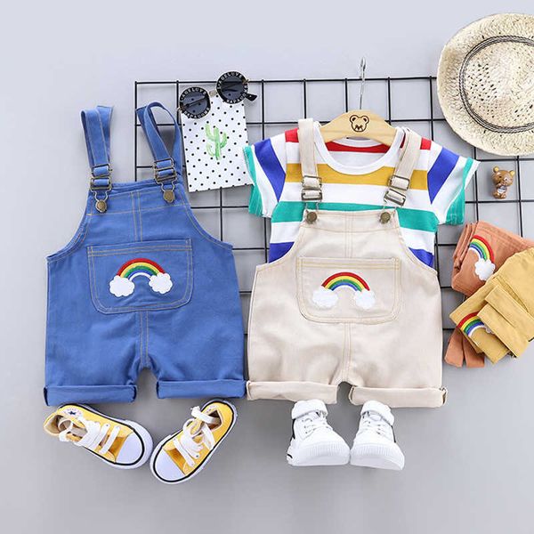 

summer newborn baby boys clothes for 1 year baby birthday boy birthday sets outfit t-shirts strap shorts suits babies cloth sets g1023, White