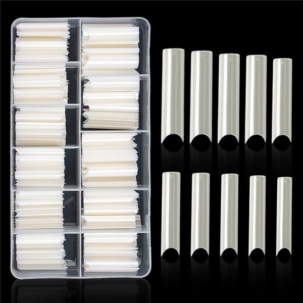 

natural extra long c curve false nail tips 400pcs acrylic press on fake nails manicure with box for salon design home diy, Red;gold