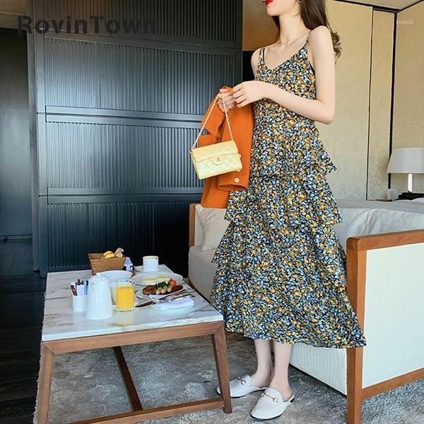 

chiffon floral sling dress2021 summer women sweet v-neck dress a- line vintage party korean style free, Black;gray