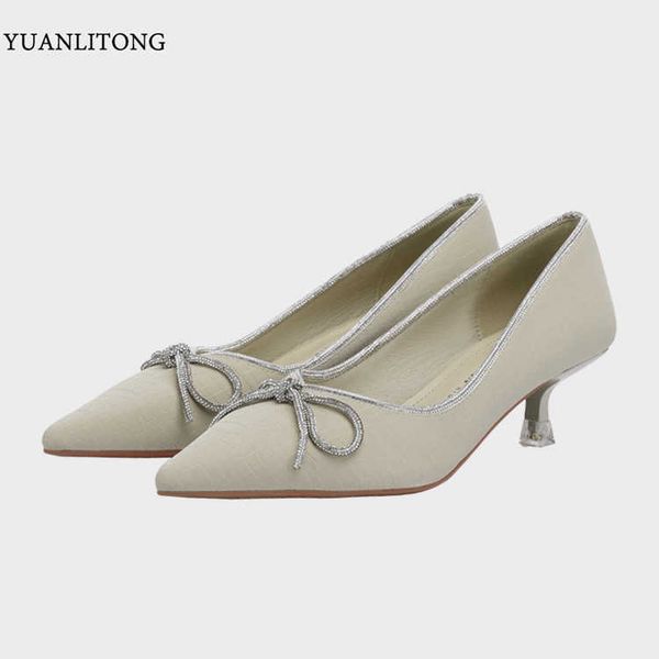

2021 autumn profsional style daily pointed thin heel bow formal drs versatile shallow mouth high heels women, Black