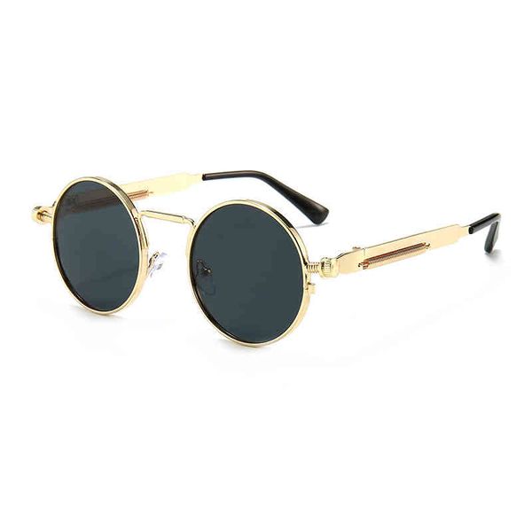 

vintage round punk sunglass men's spring metal steampunk mirror sun glass for men women retro personality eyewear, White;black