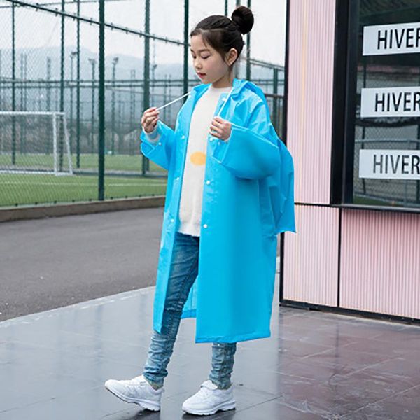 

raincoats solid color children raincoat kids girls school bag one-piece poncho boys long thickening jacket