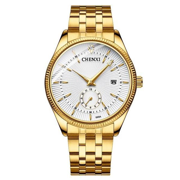 

wristwatches luxury men's business quartz watches stainless steel luminous waterproof analog watch men gold big dial diamond wristwatch, Slivery;brown
