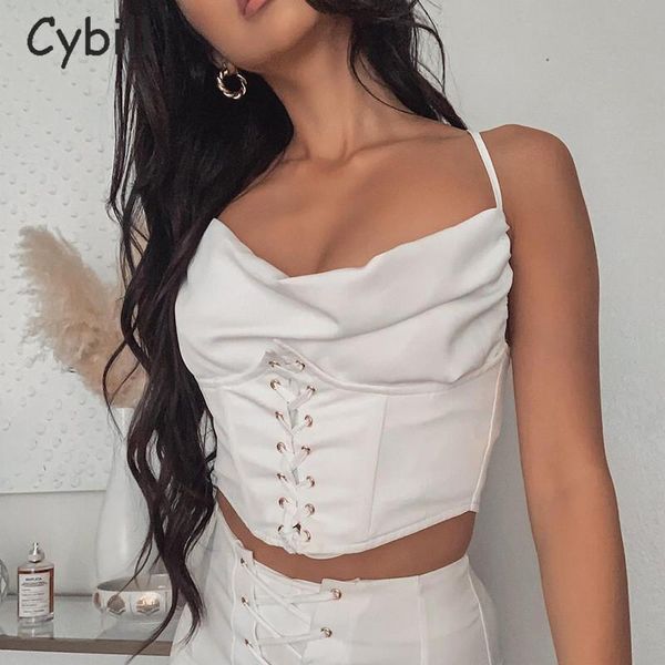 

women's tanks & camis cybill strapless tank women white black summer lace up tight crop wrap short
