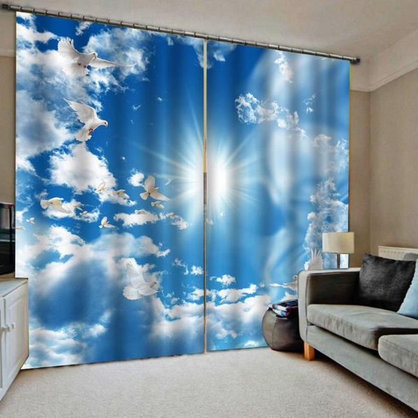 

curtain & drapes custom blackout blue sky white clouds curtains for window living room bedroom kitchen