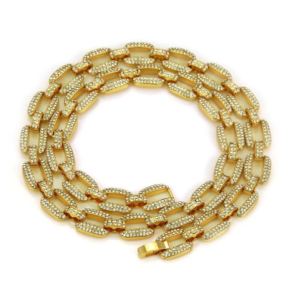 

chains european and american hip hop diamond inlaid men's domineering gold chain pendant atmosphere exaggerated necklace bracelet, Silver